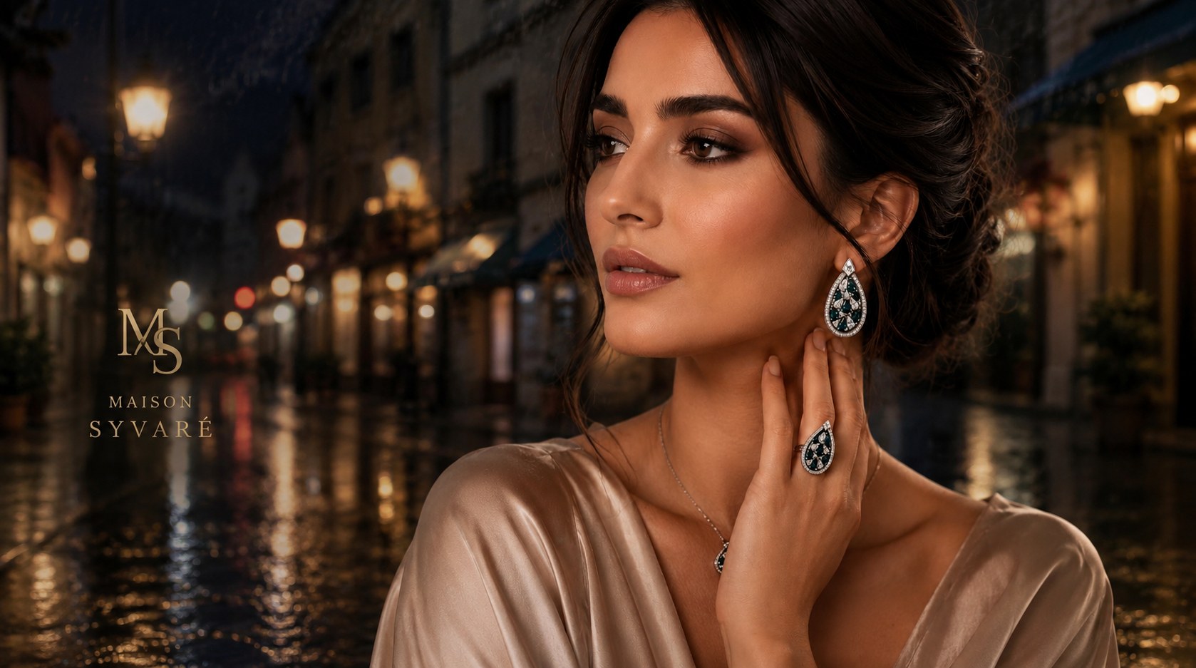 The Midnight Éclat Collection — Earrings, Ring and Necklace